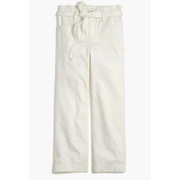 J.Crew Paperbag Wide-Leg Pants in White Denim Size 29 - Picture 2 of 7